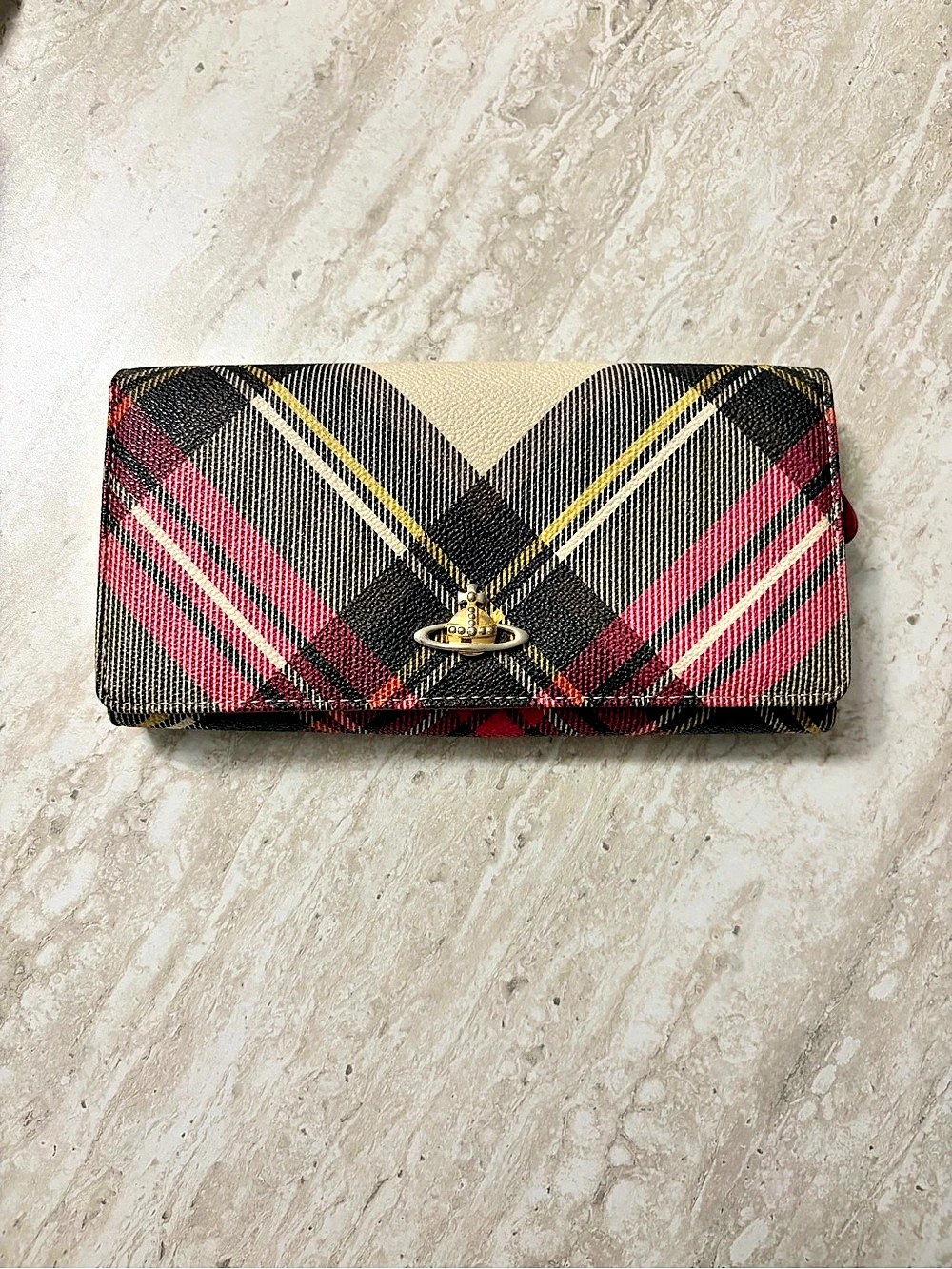 Vivienne Westwood Plaid Continental Wallet Red & Black